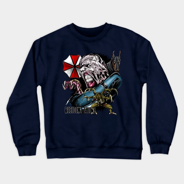 Resident evil 3 remake Nemesis Monster Crewneck Sweatshirt by AndreyG